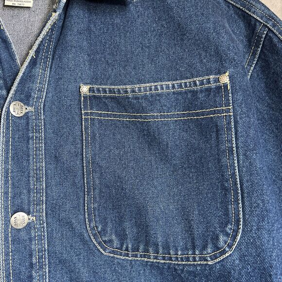 Boxx Jeans Jacket Large Blue Denim Utility Chore Loose Fit Hip Hop 90's Y2K Vtg - Picture 8 of 15